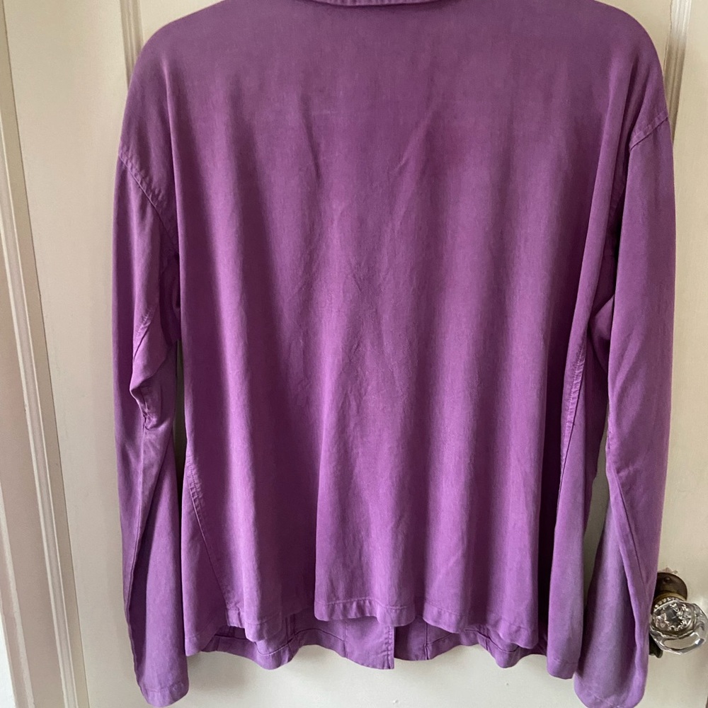 GERTIES Women’s Dark Lavender 100% Lyocell/Tencel Boxy Jacket Sz L - Picture 3 of 7